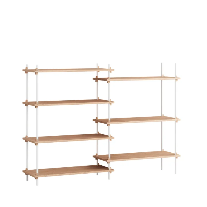 Shelving System Medium Double van Moebe in de uitvoering geolied eiken / wit