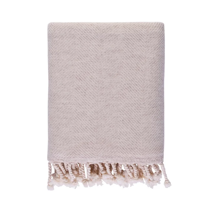 Herringbone Wollen deken van Studio Zondag in het dessin beige