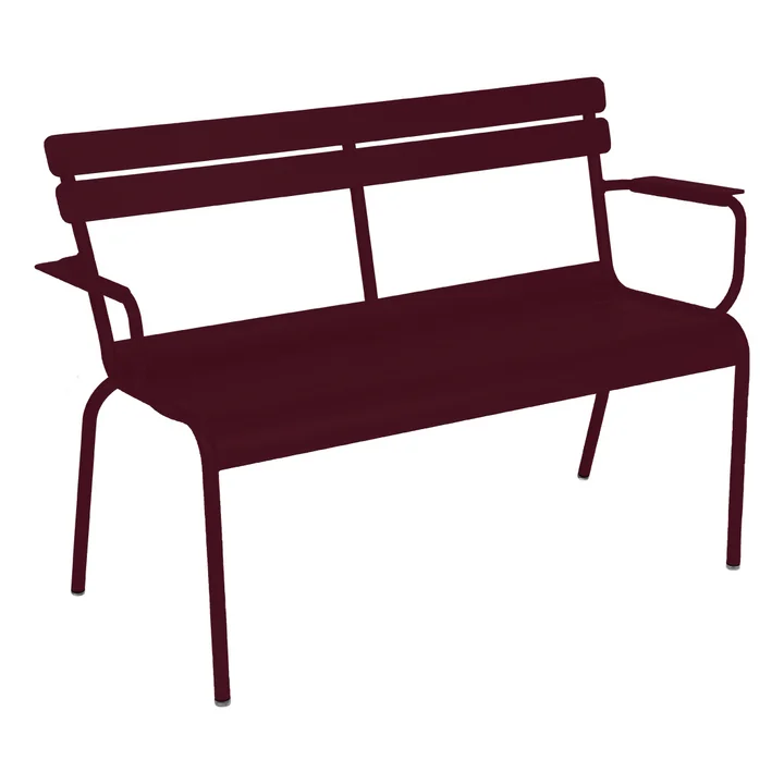 Luxembourg Tuinbank met armleuning van Fermob in de kleur black cherry
