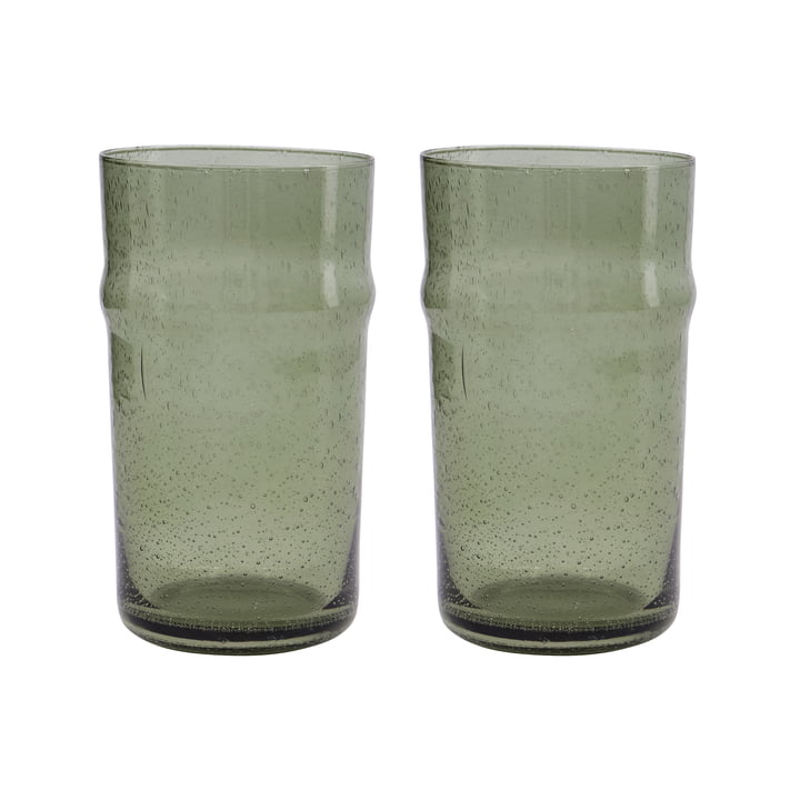 Rain Drinkglas, h 14 cm, groen (set van 2) van House Doctor