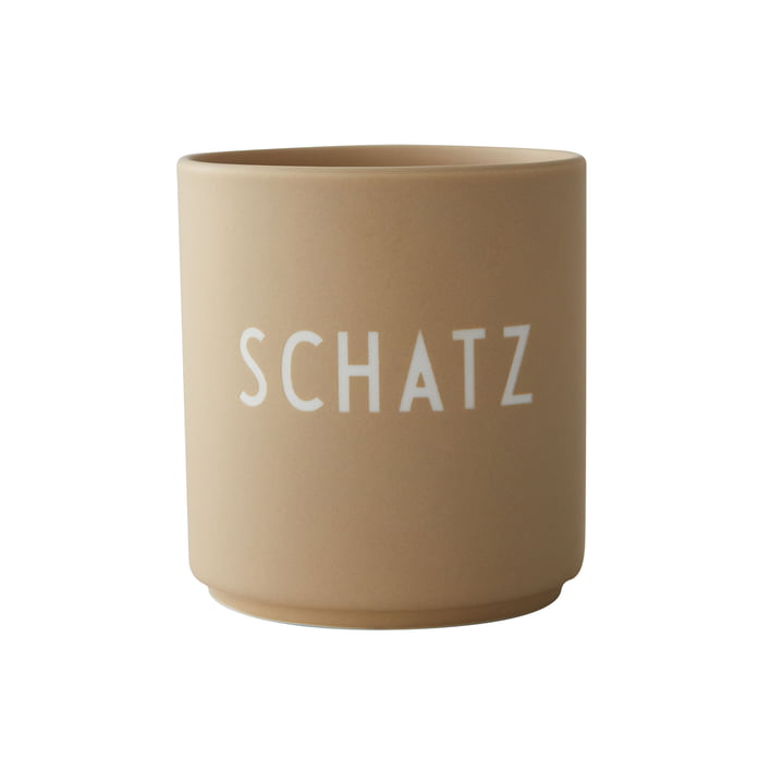 AJ Favourite Porseleinen mok van Design Letters in de versie Schatz / beige