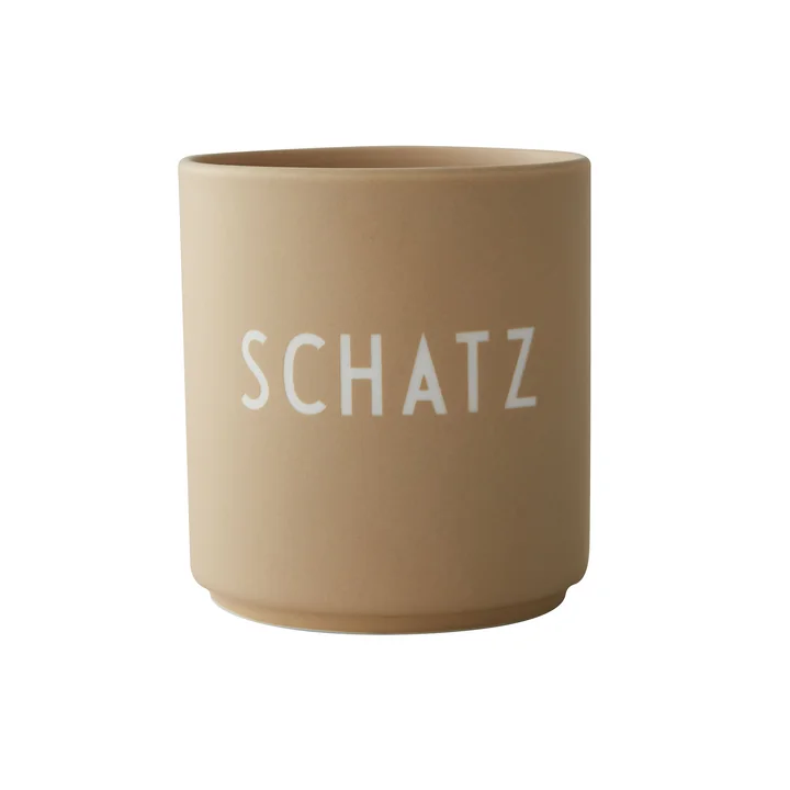 AJ Favourite Porseleinen mok van Design Letters Schatz in de uitvoering / beige