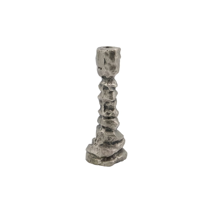 Raku kandelaar, h 20 cm, antiek zilver door House Doctor