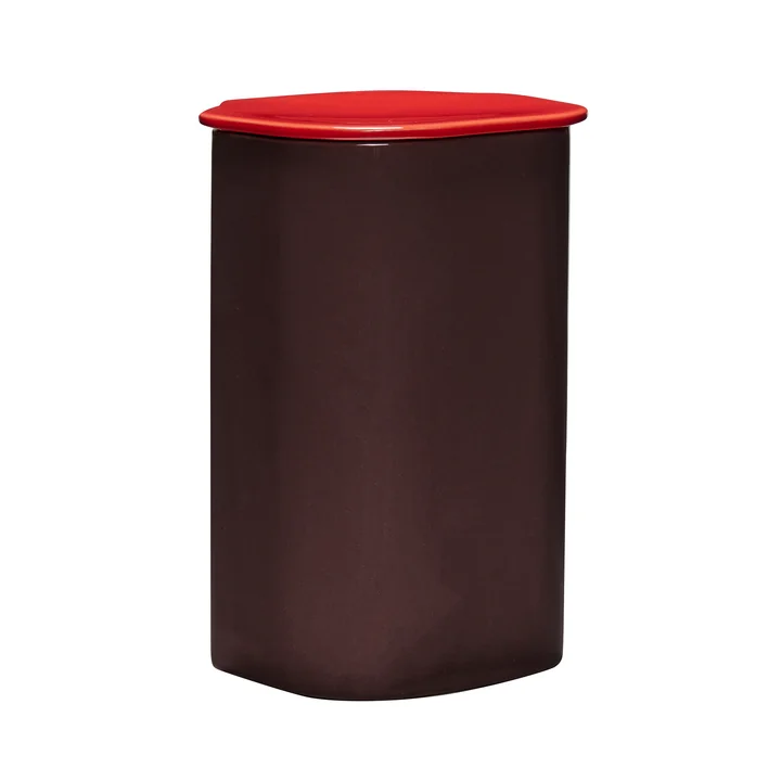 Amare berging met deksel groot, bordeaux/rood by Hübsch Interior