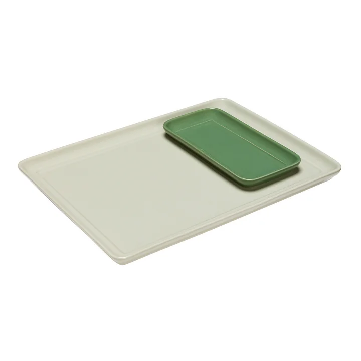 Amare dienblad, zand/groen (set van 2) by Hübsch Interior