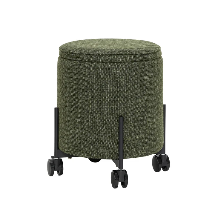 Contain Pouf met wielen klein Ø 42 x 46 cm, groen van Hübsch Interior