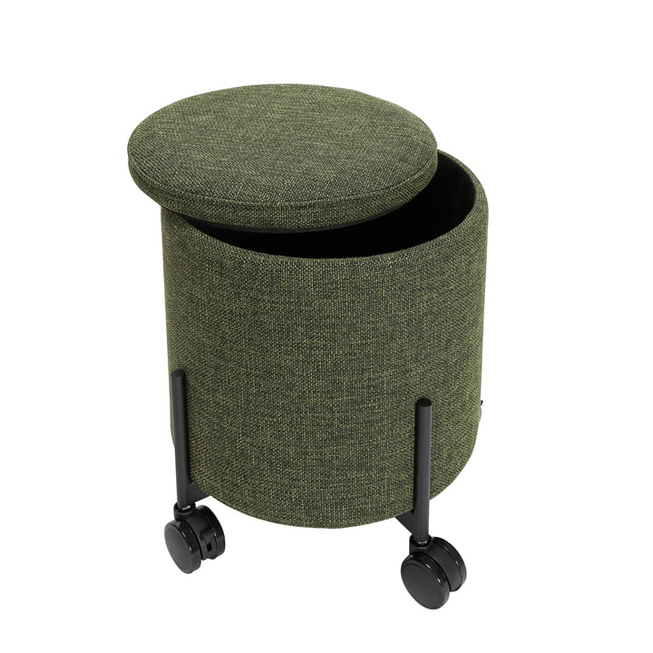 Contain Pouf met wielen klein Ø 42 x 46 cm, groen van Hübsch Interior