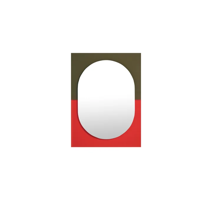 Wander Spiegel, 67 x 90 cm, vermiljoen / kaki door Petite Friture