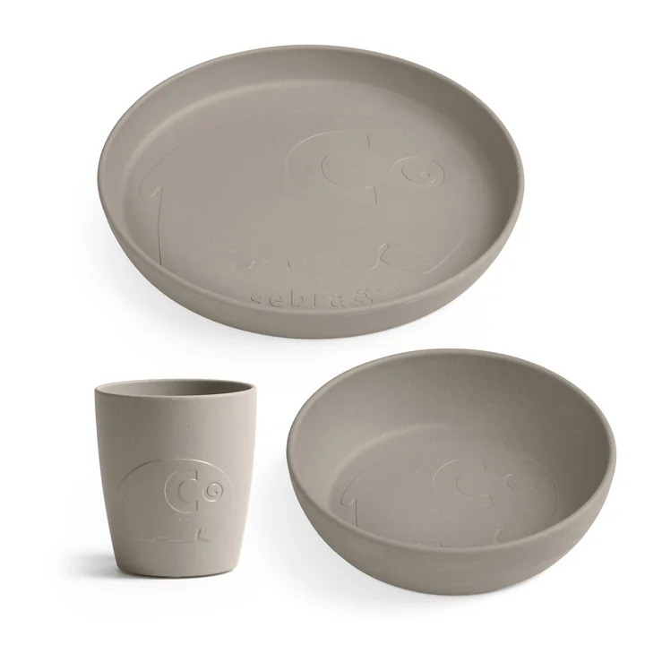 MUMS Kinderservies van Sebra in de kleur jetty beige (3 stuks)