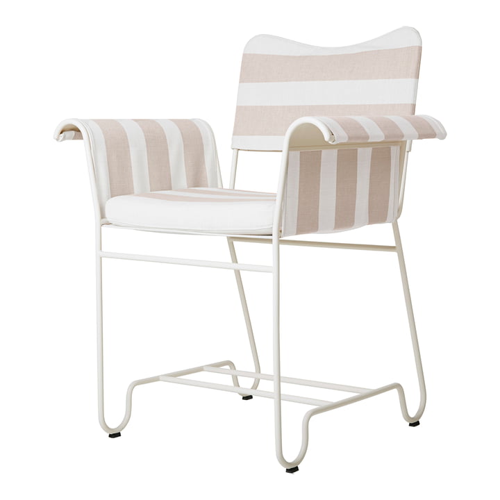 Tropique Outdoor Dining Chair, klassiek wit halfmat / Leslie Stripe Limonta van Gubi