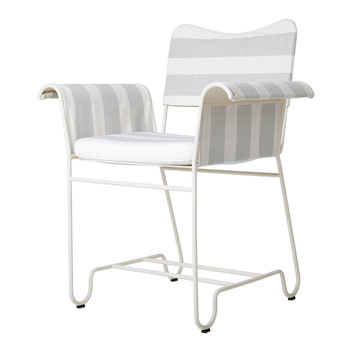 Tropique Outdoor Dining Chair, klassiek wit halfmat / Leslie Stripe Limonta van Gubi