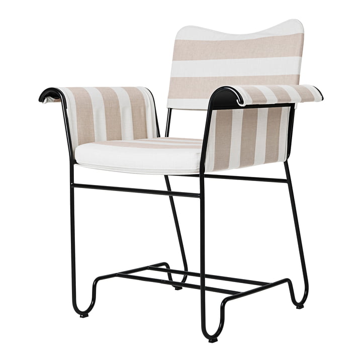 Tropique Outdoor Dining Chair, klassiek zwart / Leslie Stripe Limonta van Gubi