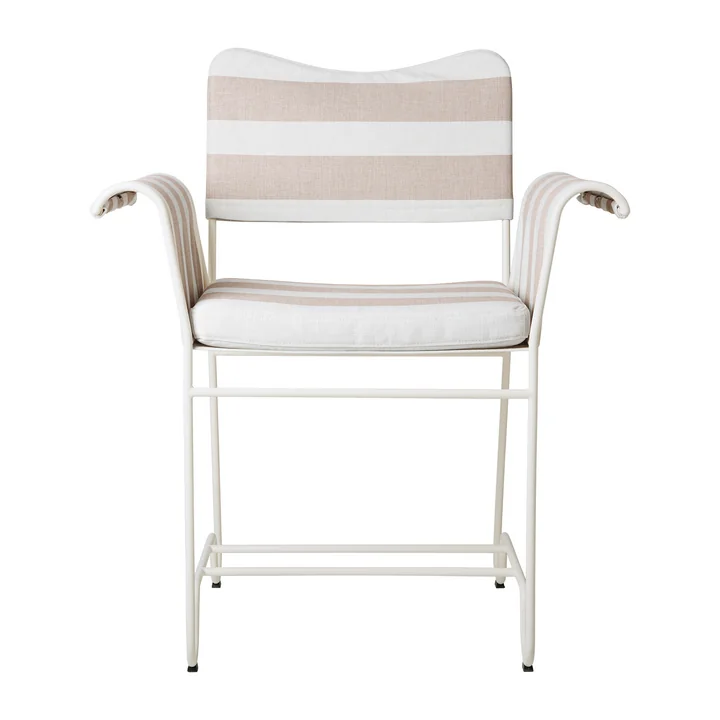 Tropique Outdoor Dining Chair, klassiek wit halfmat / Leslie Stripe Limonta van Gubi