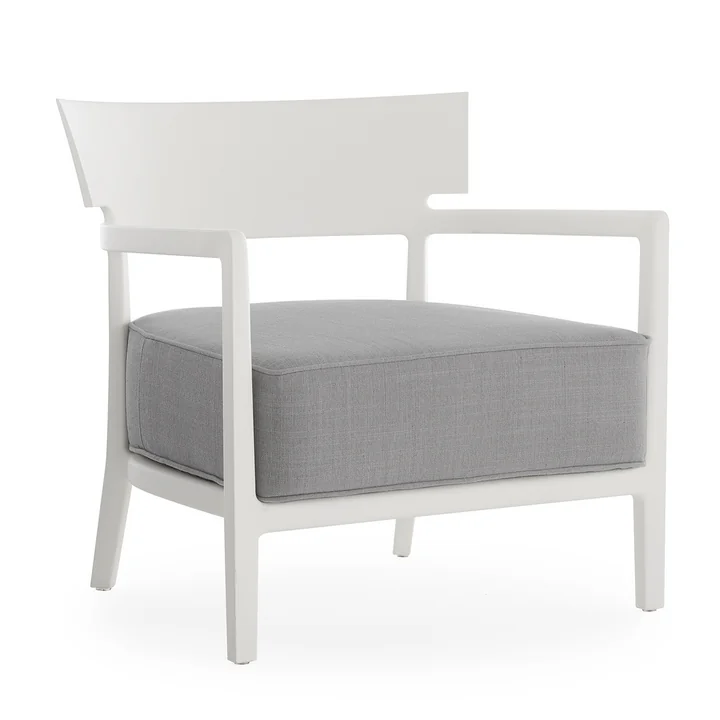 Cara Outdoor Fauteuil, frame wit mat, bekleding grijs van Kartell