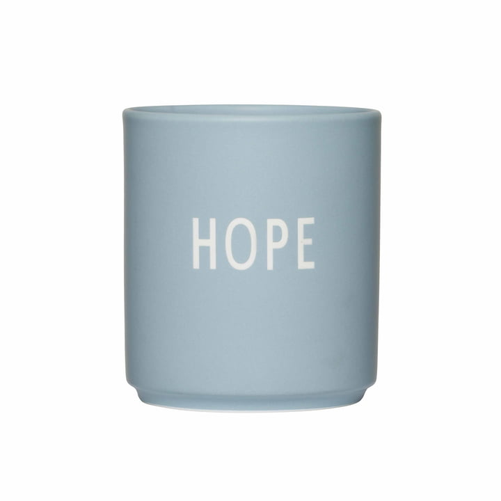 AJ Favourite Porseleinen mok van Design Letters in het ontwerp Hope / lichtblauw