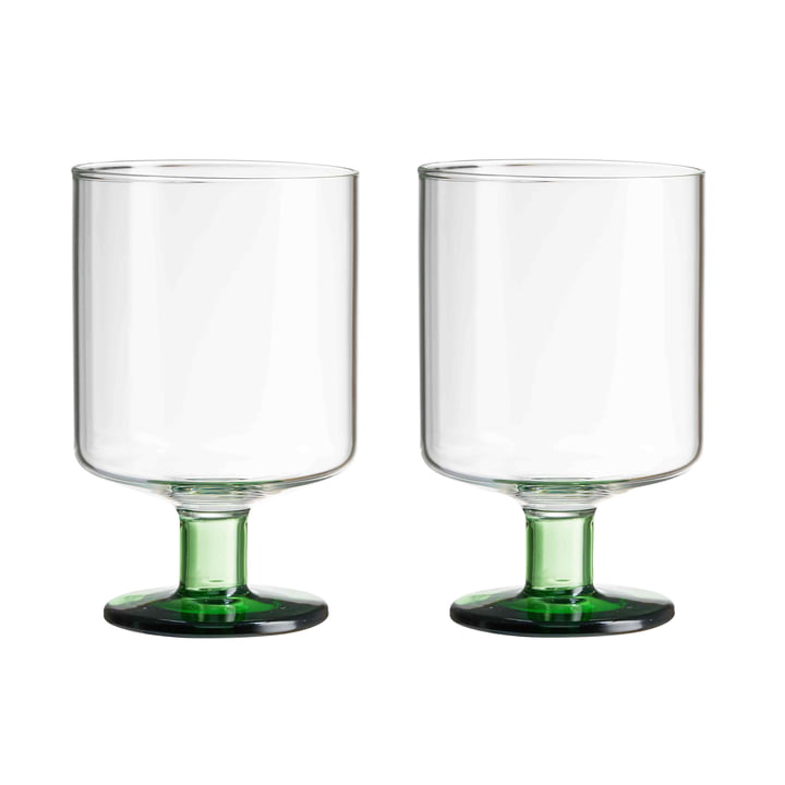 Generous Wijnglas in helder/groene uitvoering (set van 2)