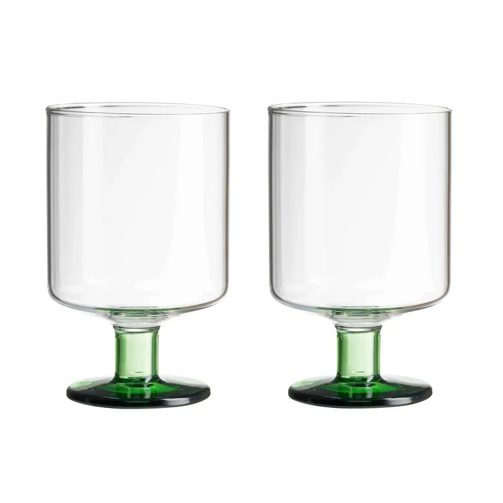 Generous Wijnglas in helder/groene uitvoering (set van 2)