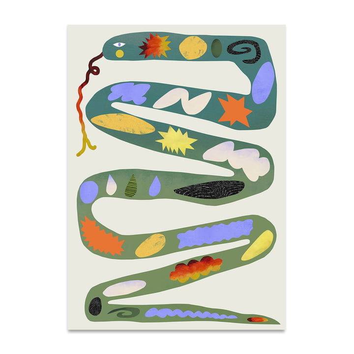 Green Snake Poster, 50 x 70 cm van Paper Collective