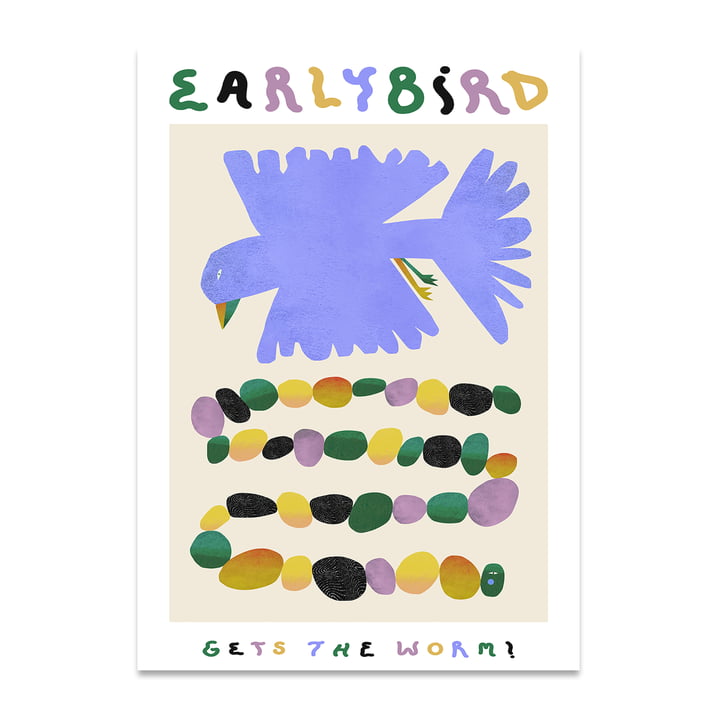 Early Bird Gets The Worm Poster, 50 x 70 cm van Paper Collective