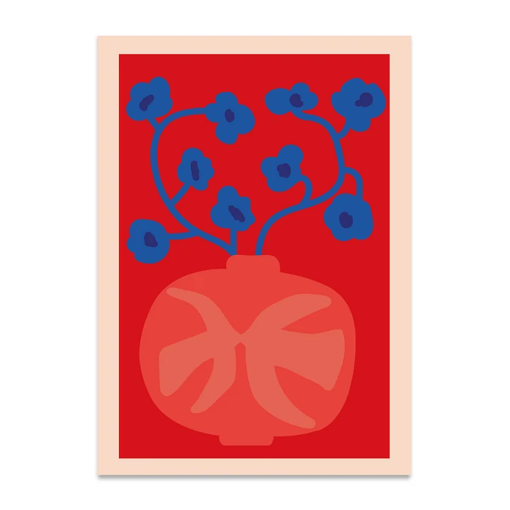 The Red Vase Poster, 50 x 70 cm van Paper Collective