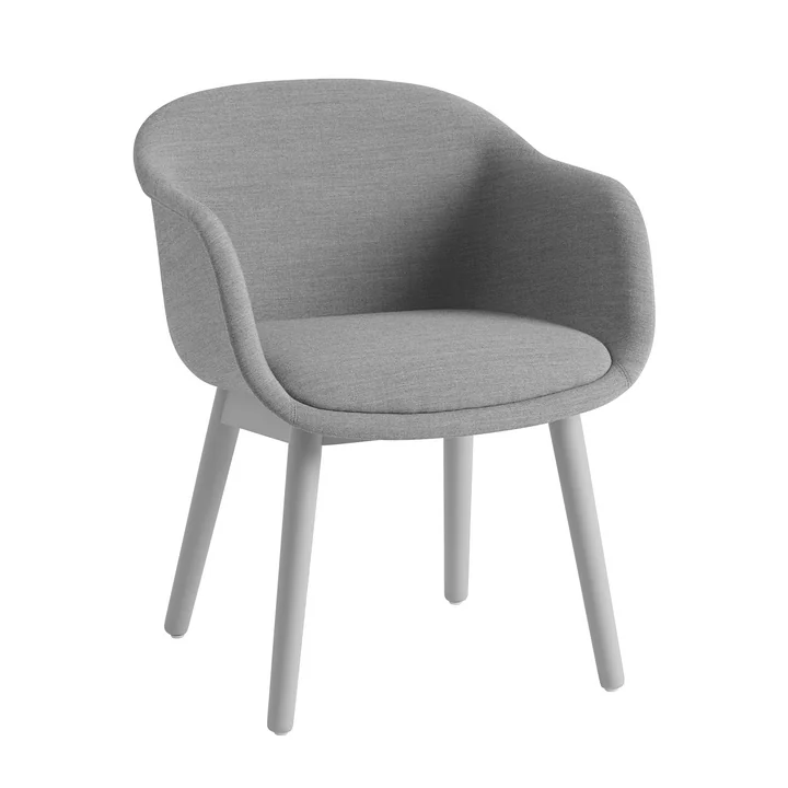 Fiber Conference Fauteuil met houten frame van Muuto in kleur grijs