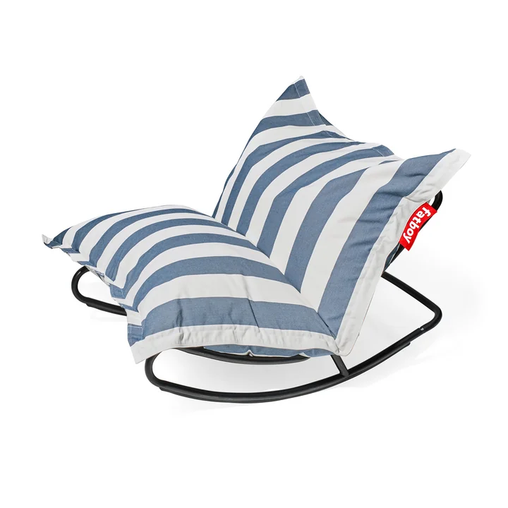 Fatboy - Speciale aanbieding set: Rock 'n' Roll Lounge Chair, zwart + Original Outdoor Zitzak, streep oceaanblauw