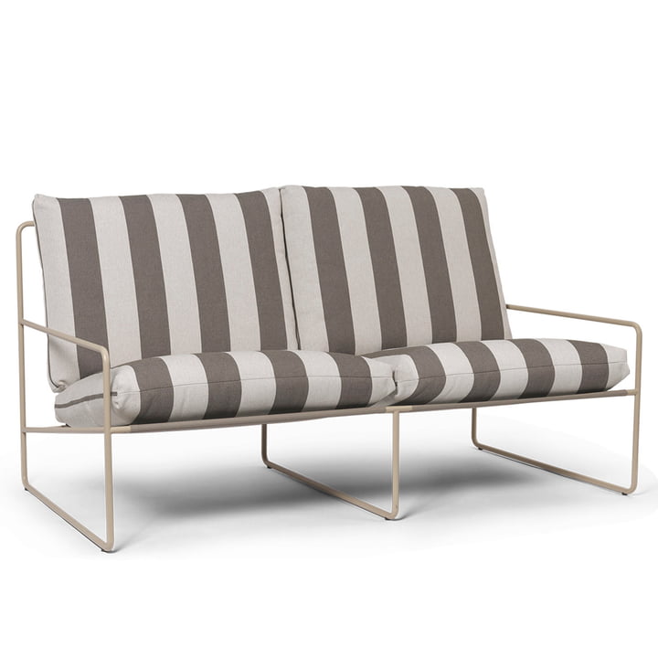 Desert Stripe Outdoor 2-Seater Sofa, kasjmier / chocolade by ferm Living