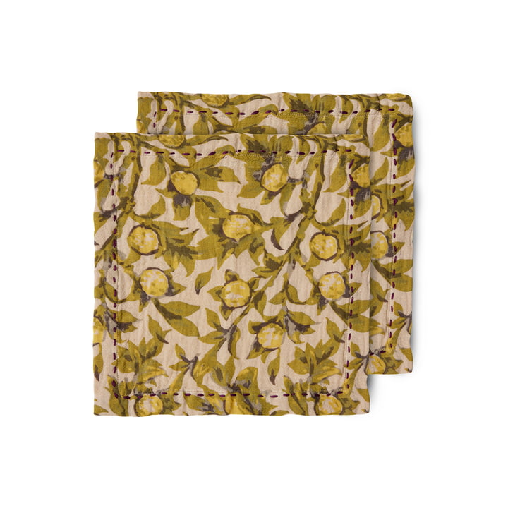 Katoenen servetten, 30 x 30 cm, mediterrane olijf (set van 2) by HKliving