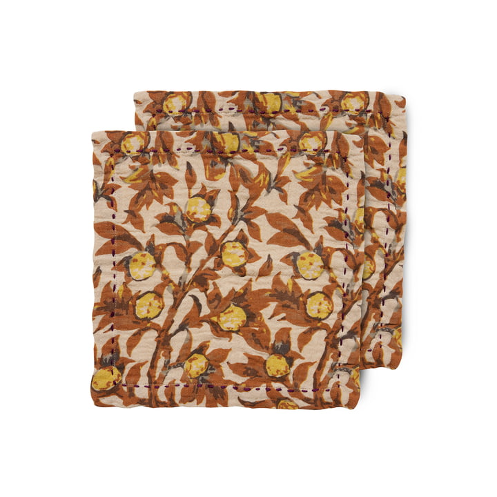 Katoenen servetten, 30 x 30 cm, mediterrane mandarijn (set van 2) van HKliving