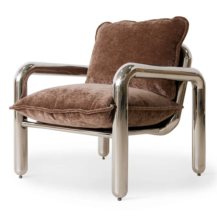 Chrom - Loungestoel, fluweelbruin van HKliving