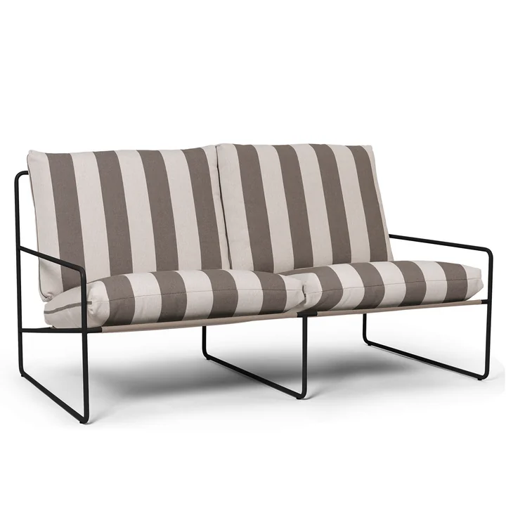 Desert Stripe Outdoor 2-zitsbank, zwart / chocolade by Ferm Living