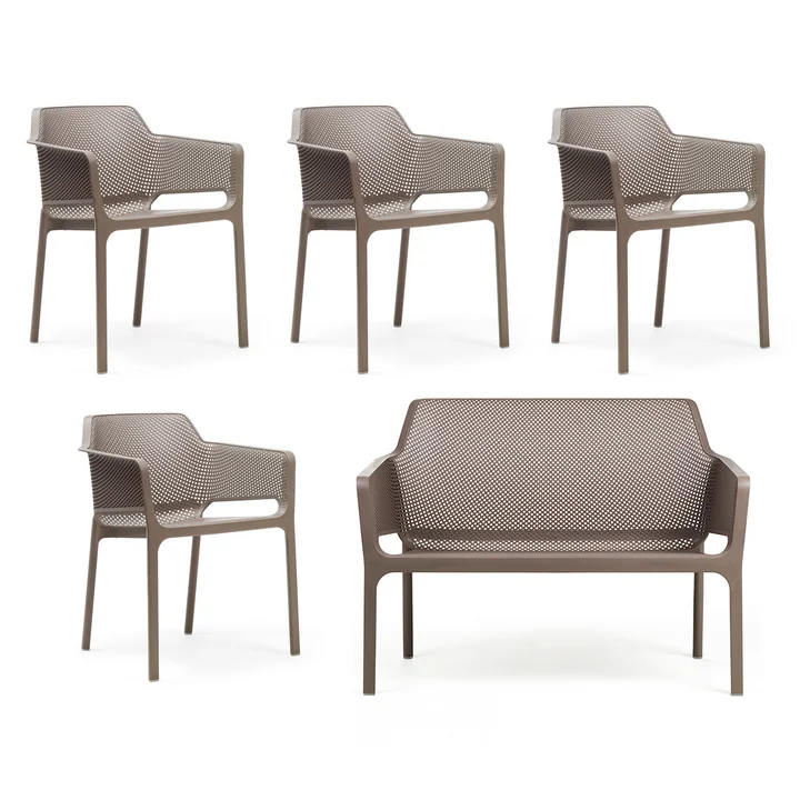 Nardi - Netbank + 4x Netfauteuil, tortora