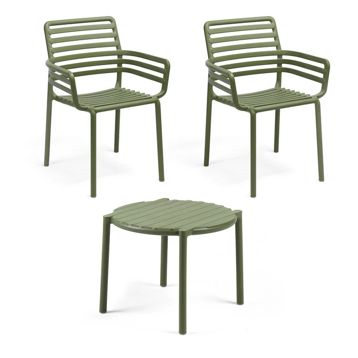 Nardi - Doga Fauteuil (2x) + Doga Bijzettafel, Ø 50 cm, agave
