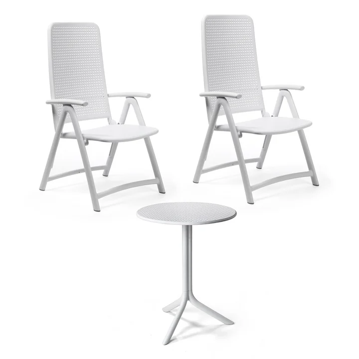 Nardi - Darsena Relax klapstoel (2x) + Step tafel, bianco