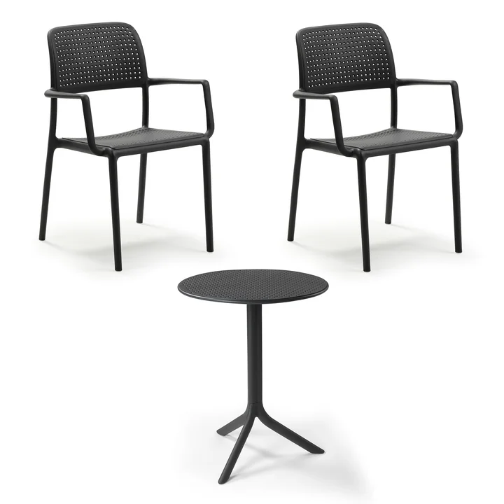 Nardi - Bora fauteuil (2x) + Step tafel, antraciet