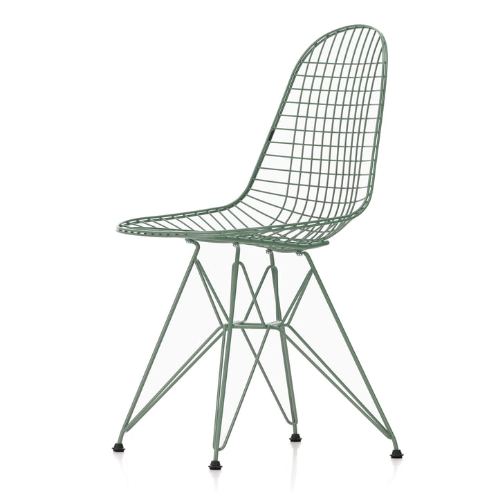 Wire Chair DKR (H 43 cm), Eames Sea Foam Green / zonder deksel, kunststof glijders (basic dark) by Vitra