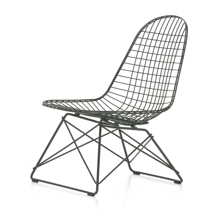 Wire Chair LKR, donkergroen (plastic glijders basic donker) van Vitra