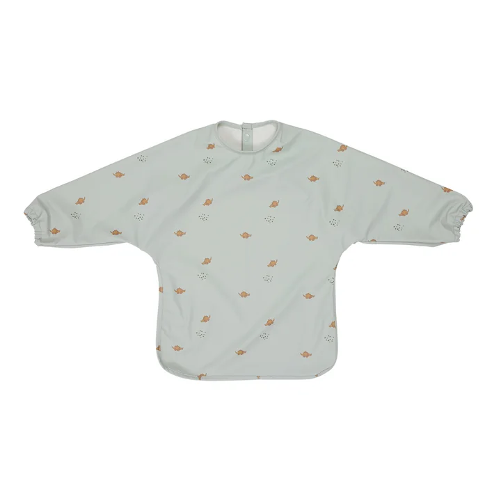 Dino slabbetje met lange mouwen, stofgroen van OYOY