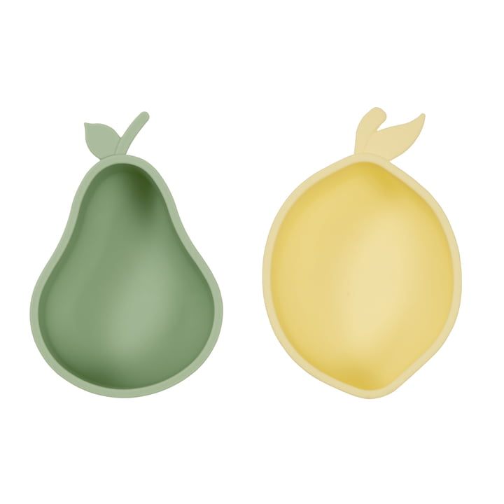 Snackschaaltjes, citroen & peer, geel/groen (set van 2) by OYOY
