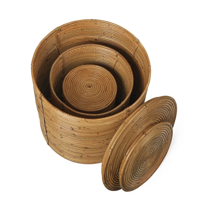 Ferm Living - Column Storage, naturel gebeitst (set van 3)