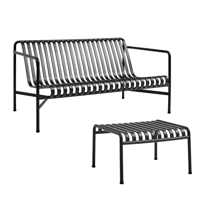 HAY - Palissade Loungebank + Voetenbank, antraciet
