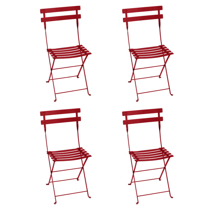 Fermob - Bistro Metalen klapstoel, klaproos rood (set van 4)