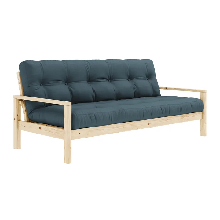Knob Slaapbank van Karup Design in de uitvoering naturel grenen / petrol blauw (757)