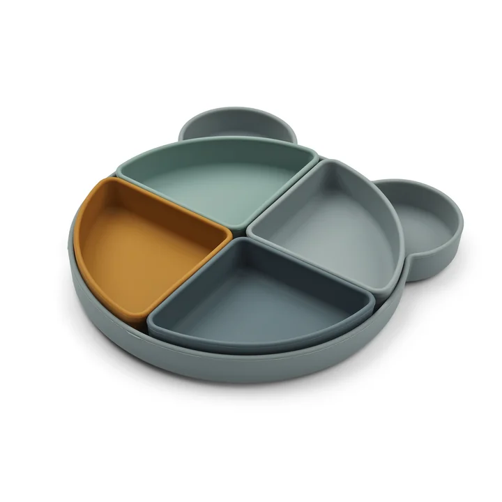 Arne gedeeld bord van LIEWOOD in het ontwerp Mr. Bear, blauwe mist