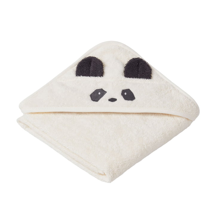 Augusta Junior handdoek met kap van LIFEWOOD in het dessin Panda, creme de la creme