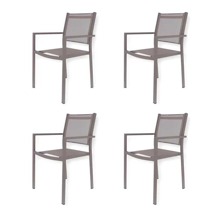 Fiam - Aria stapelbare fauteuil, taupe (set van 4)