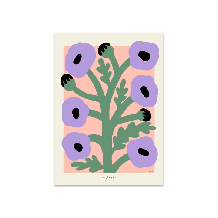 Purple Poppies door Madelen Möllard, 50 x 70 cm door The Poster Club