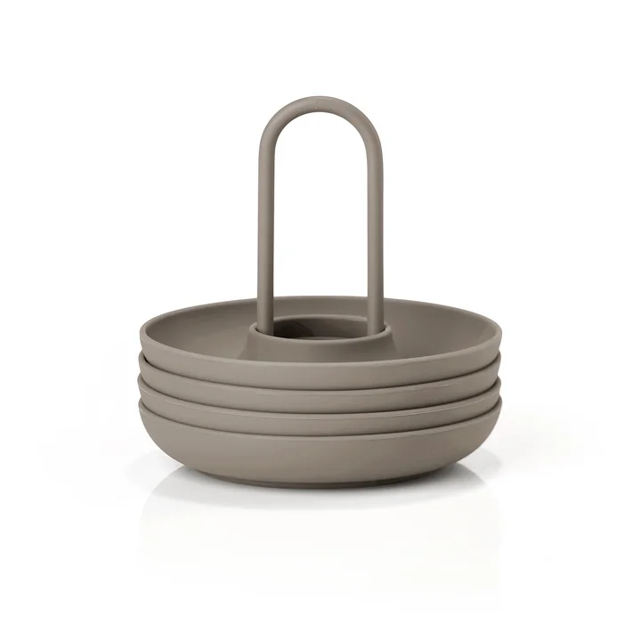Singles Eierdopje met houder, taupe (set van 4) van Zone Denmark