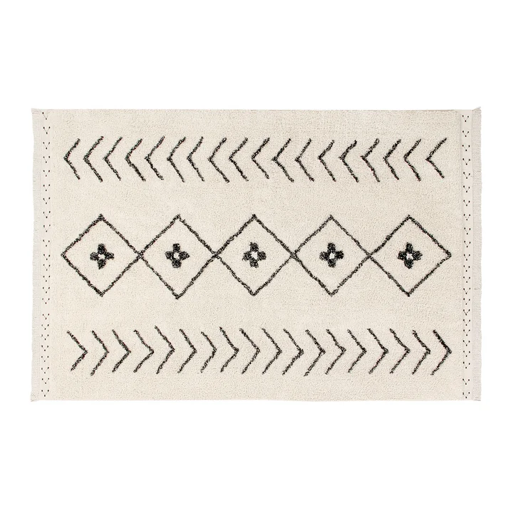 Bereber Rhombs, 170 x 240 cm, naturel / zwart van Lorena Canals