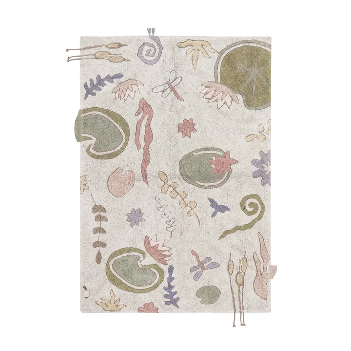 Botanic Fantasy Tapijt, 140 x 200 cm, groen / roos / natuur door Lorena Canals